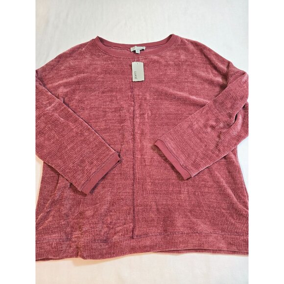 Lukse Womens Dusty Rose Ribbed Texture Long-Sleeve top Velour size 1X New - Picture 11 of 11